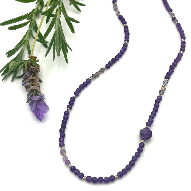 Amethyst Crystal Bead Necklace