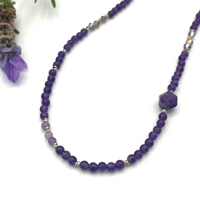 Amethyst Crystal Bead Necklace