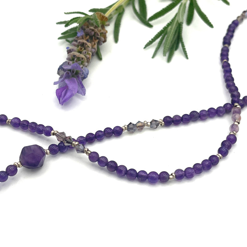 Amethyst Crystal Bead Necklace