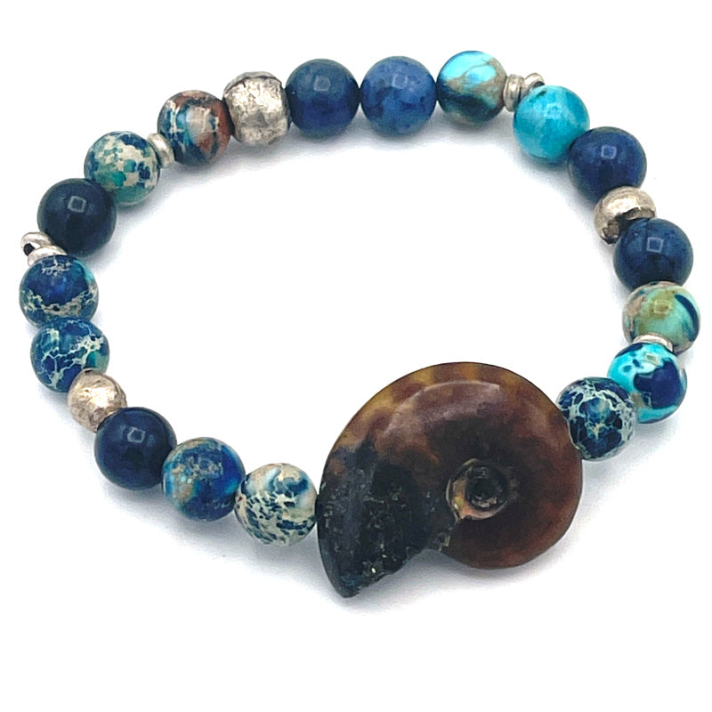 Dark Blue Sky Jasper Gemstone Stretch Bracelet