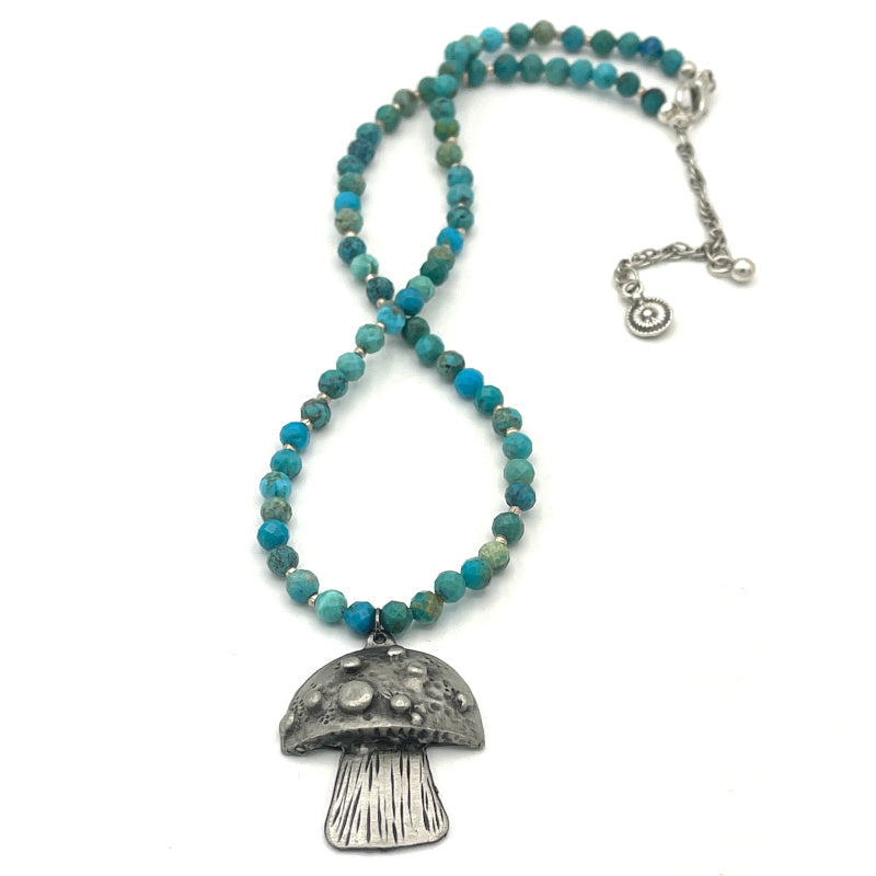 Vintage Metzke Pewter Mushroom Pendant Necklace