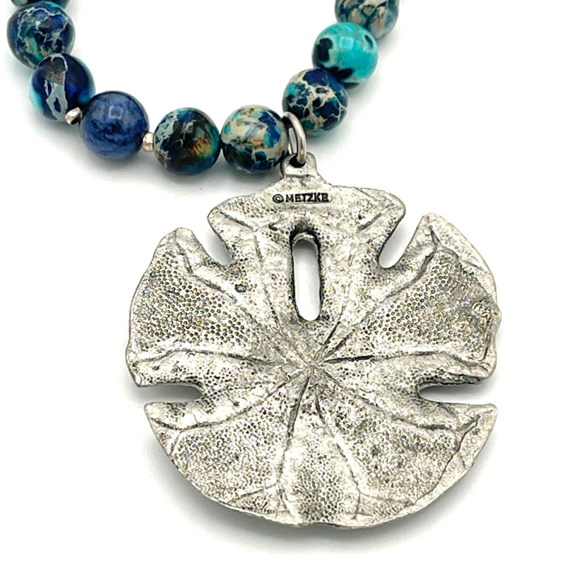 Metzke Pewter Sand Dollar Pendant Gemstone Necklace