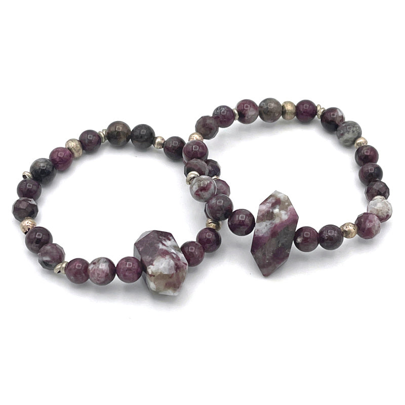 Tourmaline and Eudialyte Gemstone Stretch Bracelet