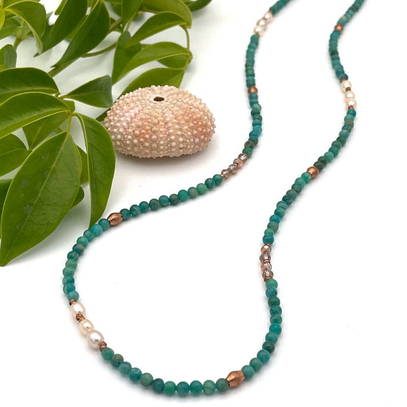 Green Amazonite Gemstone Beaded Necklace