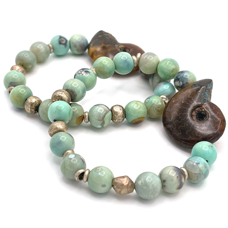 Aqua Agate Gemstone Stretch Bracelet