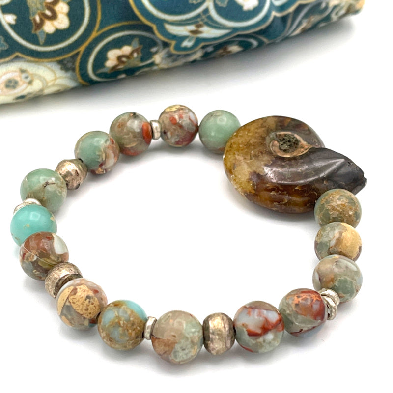 Aqua Terra Jasper Gemstone Stretch Bracelet