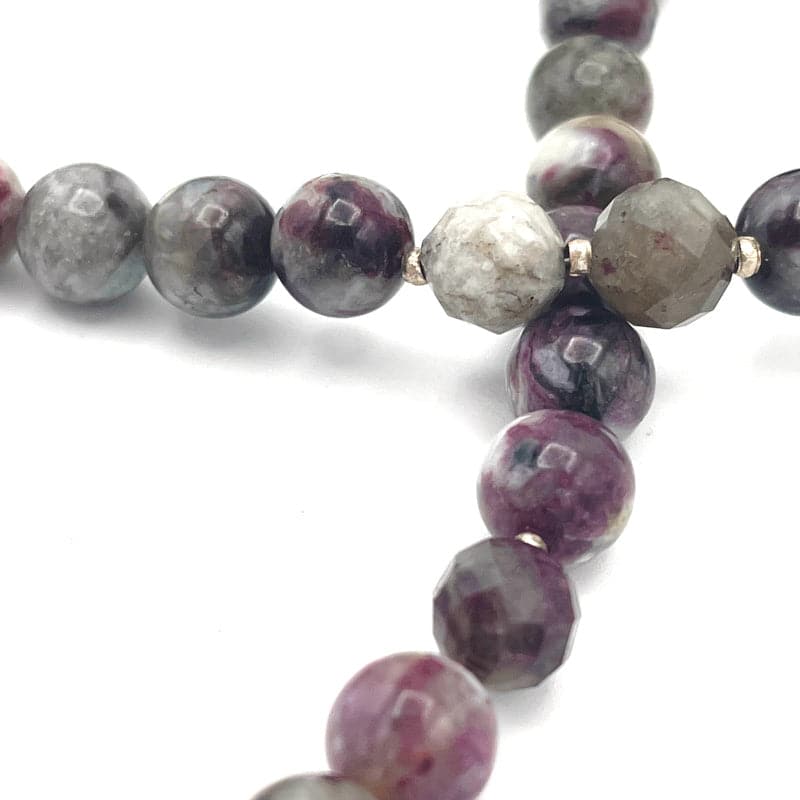 Silver Foil Wrapped Rock Crystal Pendant Long Necklace