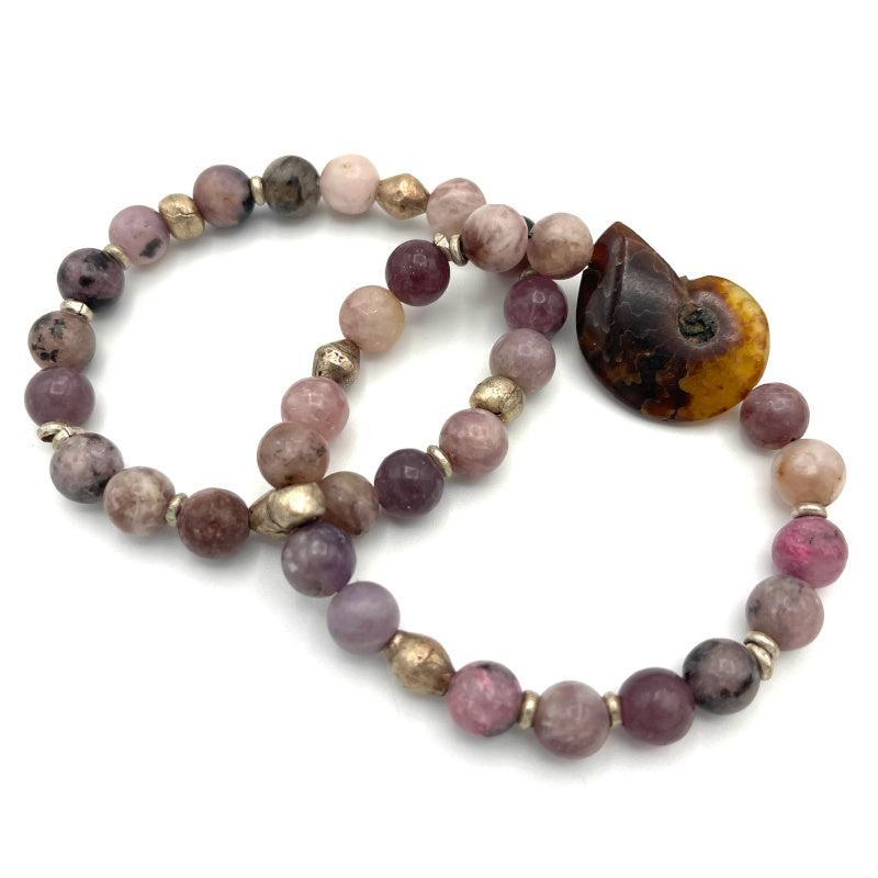 Lepidolite Gemstone Bracelet Stack