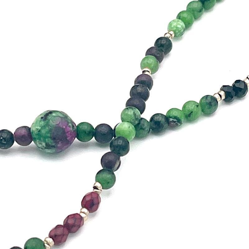 Long Ruby Zoisite Gemstone Necklace