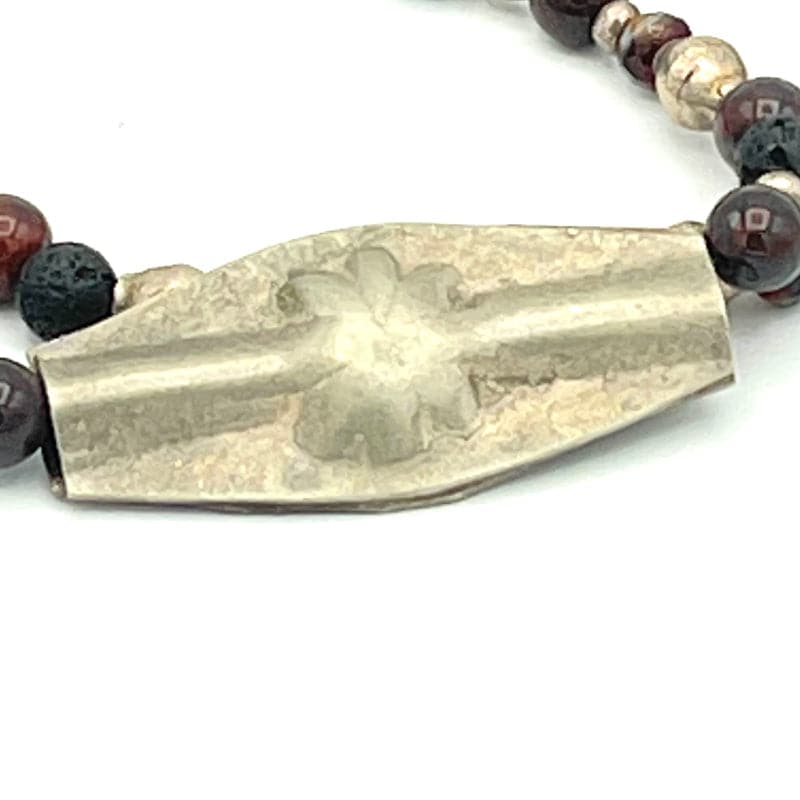 Lotus Flower Charm Bracelet with Tiger Eye Gemstones