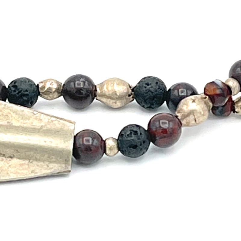 Lotus Flower Charm Bracelet with Tiger Eye Gemstones