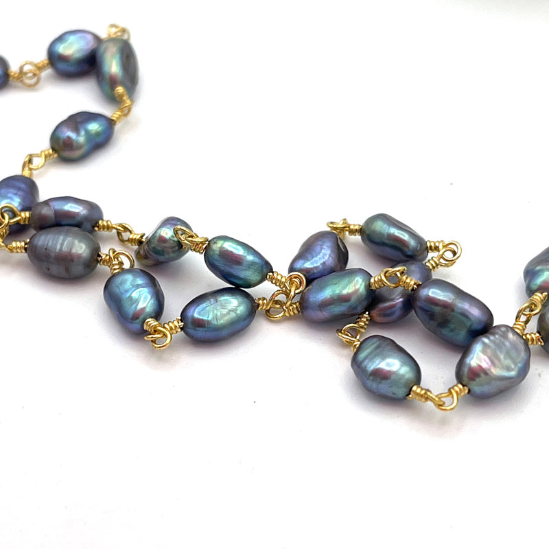 Black Freshwater Pearl with Lavender Seashell Pendant Necklace