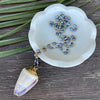 Black Freshwater Pearl with Lavender Seashell Pendant Necklace