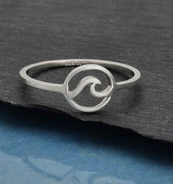 Dainty Sterling Silver Surfer Wave Ring