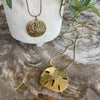 Vintage Long Gold Sand Dollar Pendant Necklace