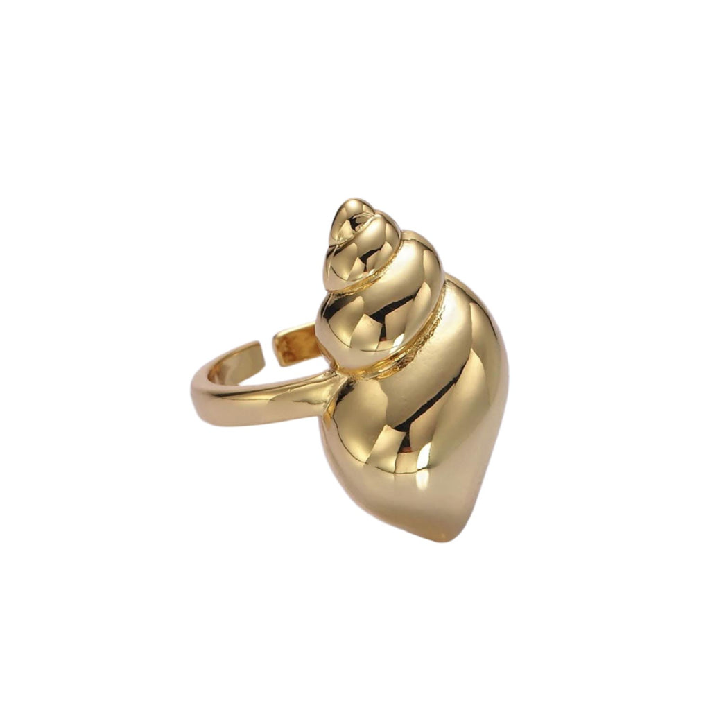 Gold Trumpet Clam Shell Adjustable Ring