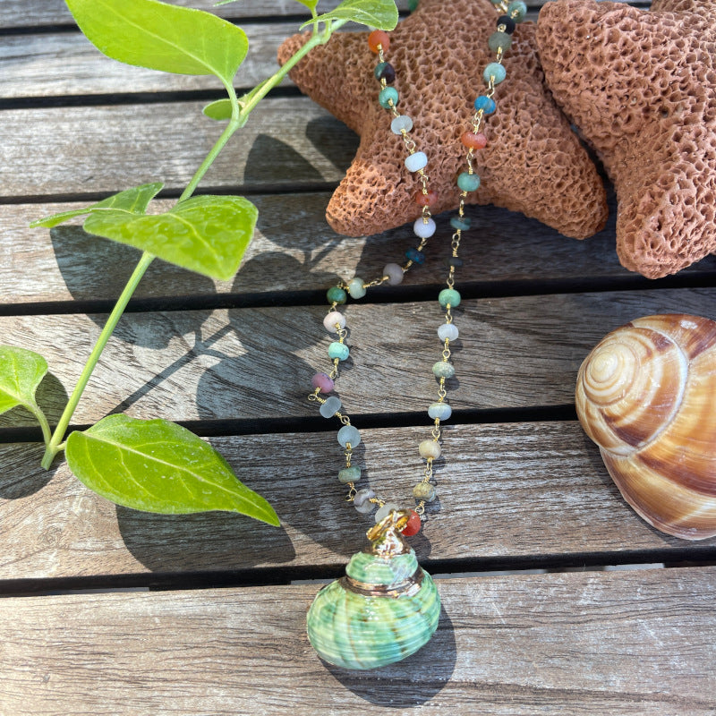 Petite Real Green Shell Charm Necklace