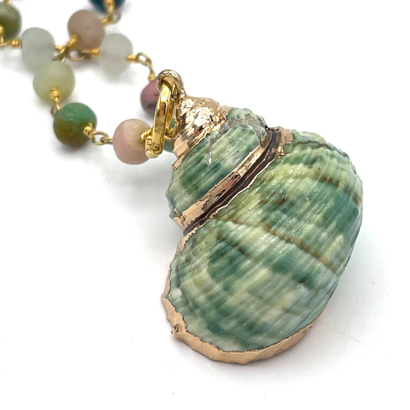 Petite Real Green Shell Charm Necklace