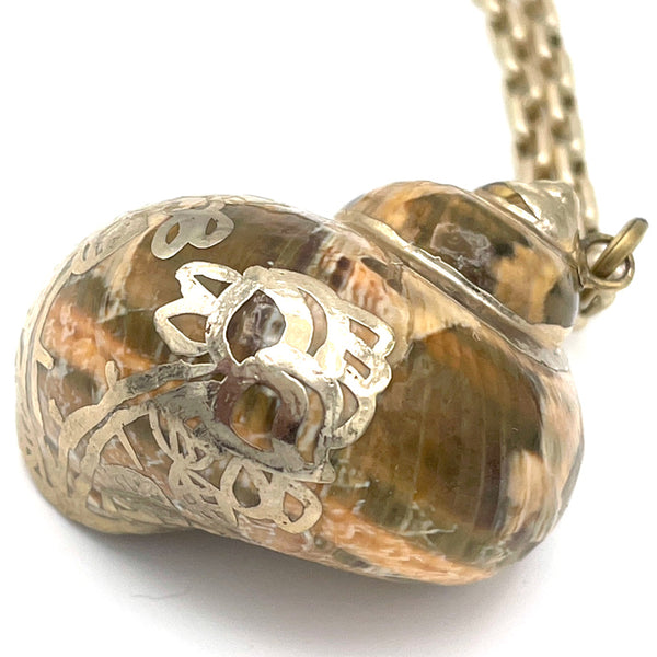 Chain Necklace with Real Snail Seashell Pendant