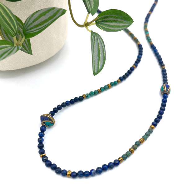 Lapis and Turquoise Gemstone Layering Necklace