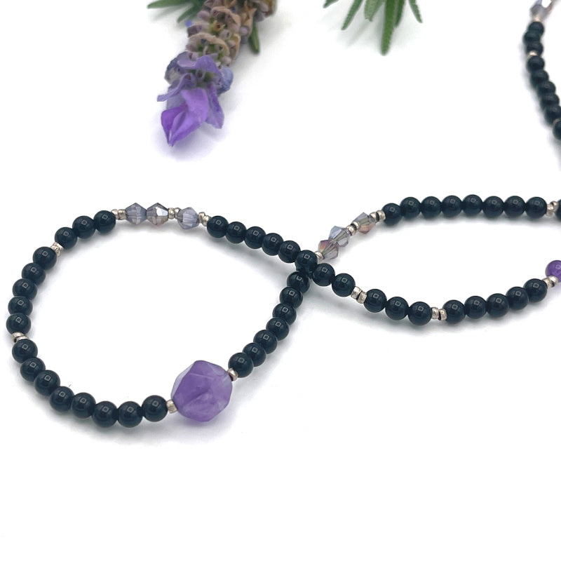 Onyx and Amethyst Crystal Necklace