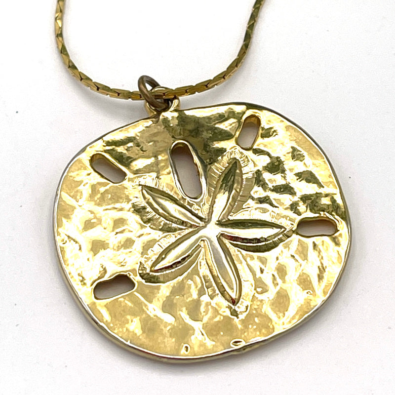 Vintage Gold Sand Dollar Pendant Necklace