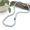 Purple Baroque Pearl and Blue Aquamarine Gem Long Necklace