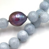 Purple Baroque Pearl and Blue Aquamarine Gem Long Necklace