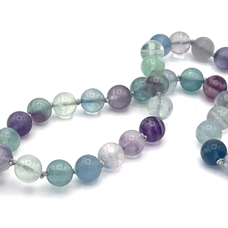 Fluorite Gemstone Necklace with Purple Nautilus Shell Pendant