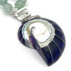 Fluorite Gemstone Necklace with Purple Nautilus Shell Pendant