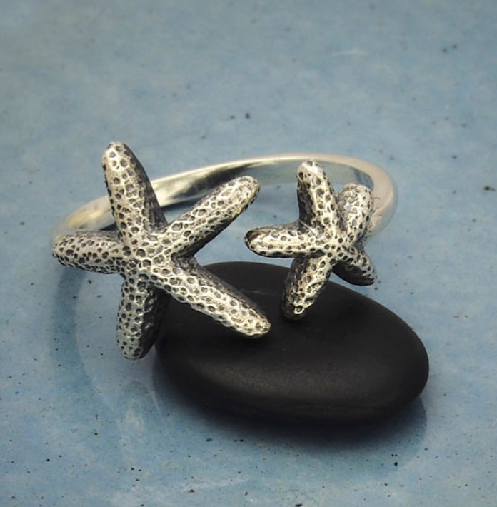 Sterling Silver Adjustable Starfish Ring