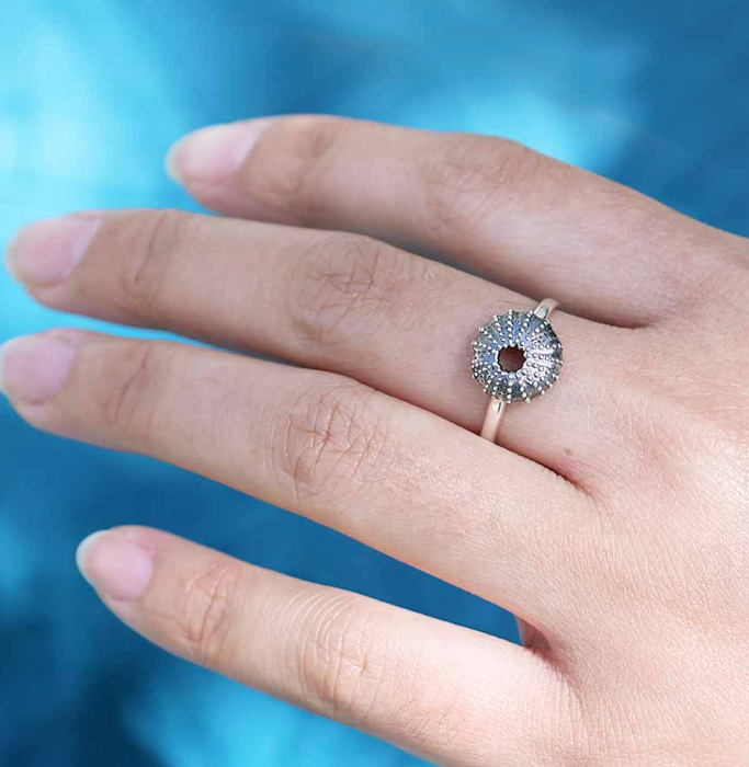 Sterling Silver Sea Urchin Ring 