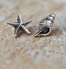 Sterling Silver Starfish and Shell Earrings