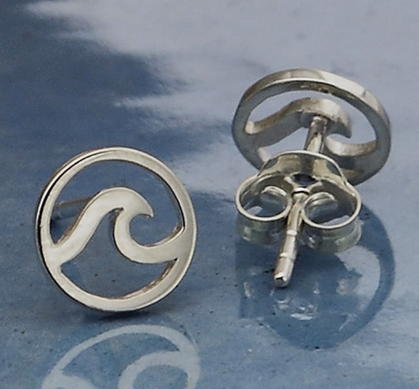 Sterling Silver Wave Stud Earrings