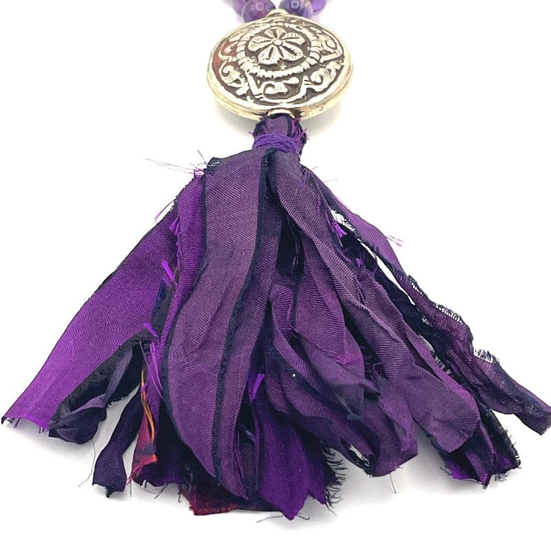 Purple Sari Silk Tassel for Mala