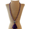 Amethyst Gemstone 108 Bead Mala Necklace on Mannequin