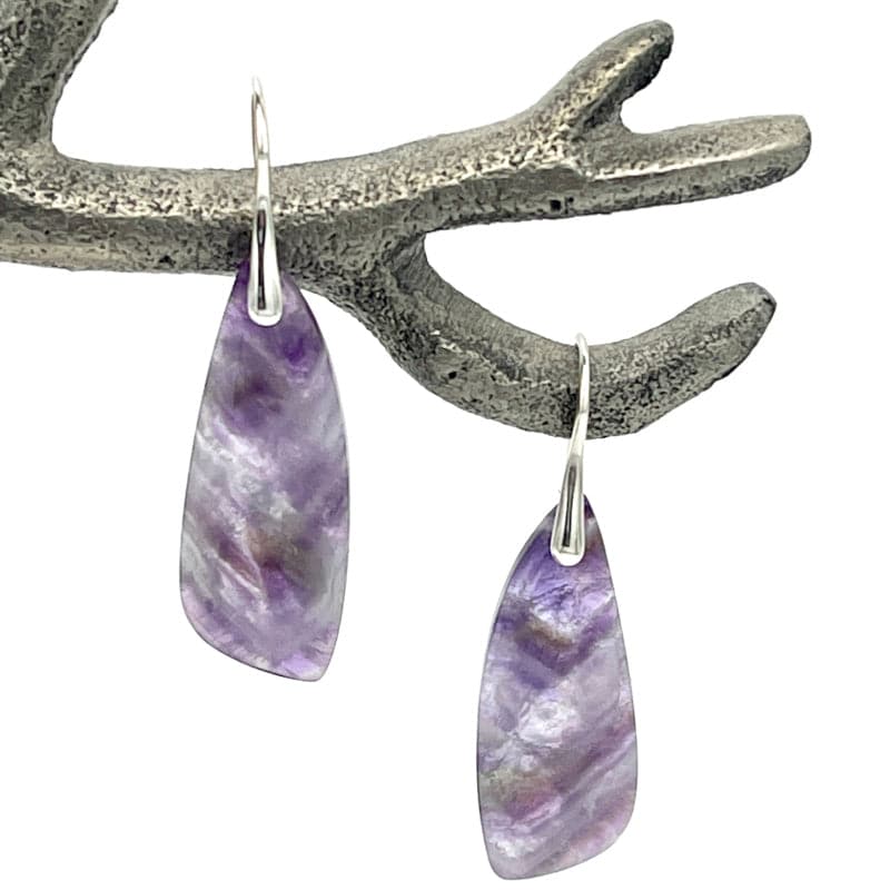 Minimalist Simple Amethyst Slab Silver Earrings