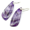 Minimalist Simple Amethyst Slab Silver Earrings