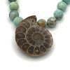 Blue Agate Gemstone Ammonite Shell Pendant Necklace