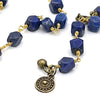 Funky Blue Hamsa Hand Pendant Necklace on Lapis Rosary Chain
