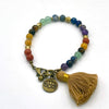 Rainbow Chakra Brass Lotus Charm Bracelet