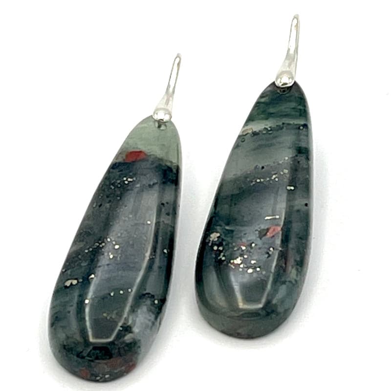 Delicate Silver Earrings with Dragon's Blood Gemstones