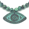 Emerald Green Greek Evil Eye Pendant Necklace