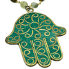 Large Green Hamsa Talisman Pendant Necklace