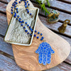 Funky Blue Hamsa Hand Pendant Necklace