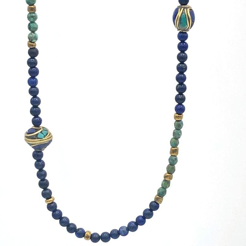 Lapis and Turquoise Gemstone Layering Necklace