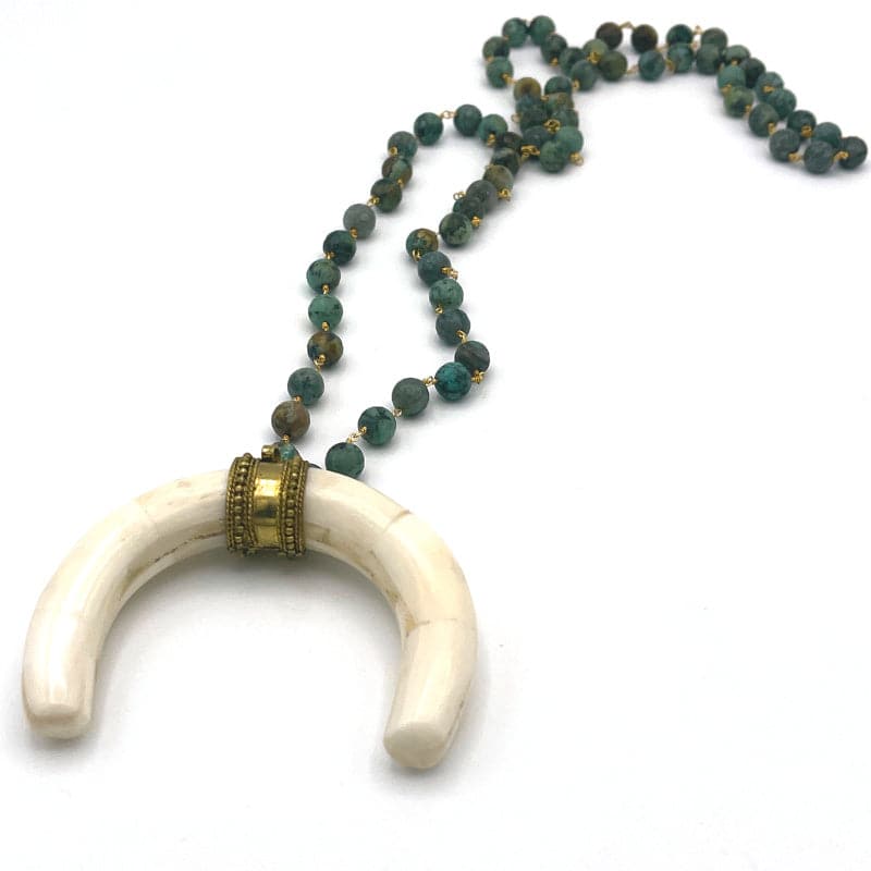 Turquoise crescent clearance moon necklace