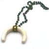 Large Bone and Turquoise Crescent Moon Necklace