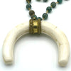 Large Bone and Turquoise Crescent Moon Necklace