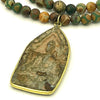 Tibetan Agate Gemstone Mala Necklace with Brass Buddha Pendant